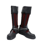 Baldur's Gate 3 Raphael Cosplay Boots Tiefling Demon Custom Made Shoes in black and red with tall shafts folded cuffs and fantasy styling