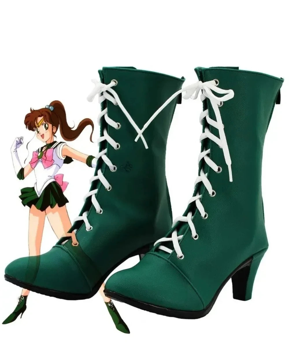 Sailor Moon Makoto Kino Jupiter Cosplay Boots Green Shoes Custom Made
