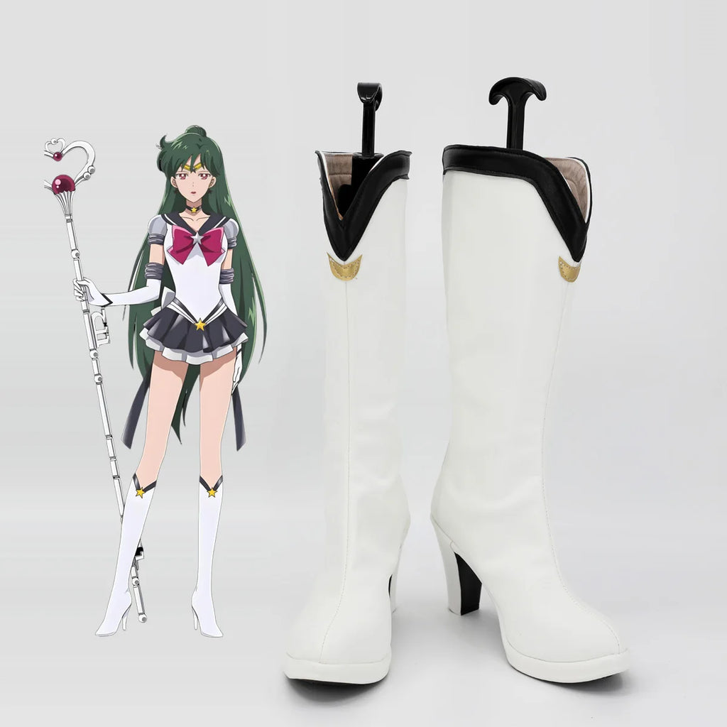Sailor Moon Pluto Cosplay Shoes Setsuna Meiou High Heel Boots Custom Made