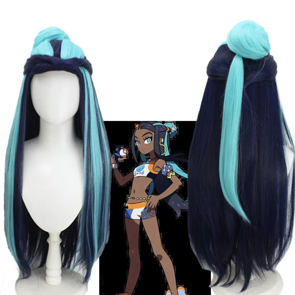 Pokemon Sword Shield Nessa Cosplay Wig Dark Blue Hair