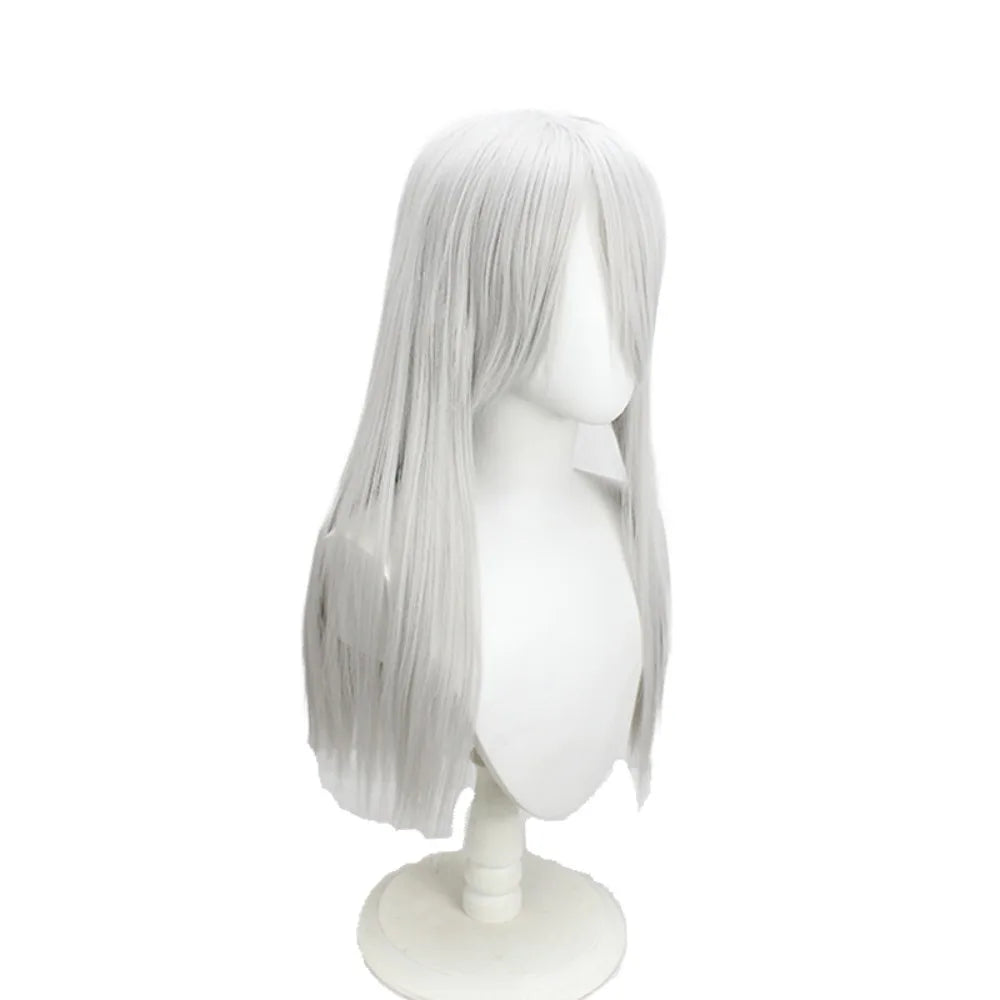 Perruque de cosplay de Jushiro Ukitake (Bleach) - Cheveux longs, gris argenté et raides 