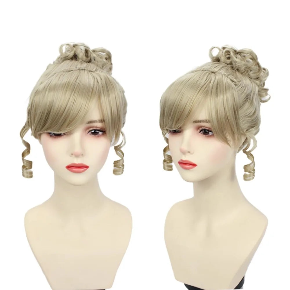 Perruque de cosplay Cendrillon, cheveux blonds bouclés 