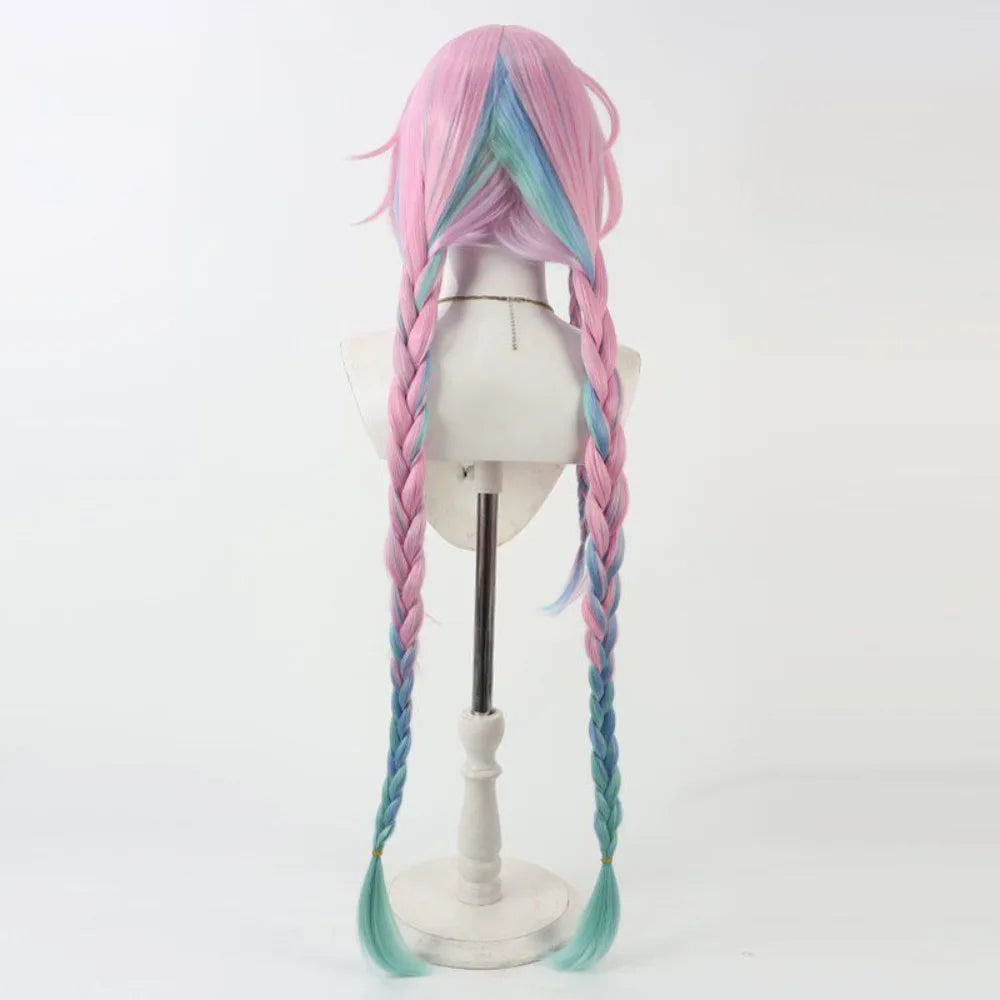 Honkai Star Rail Cyrene Cosplay Wig Multicolor Gradient 100cm Twin Braids Synthetic Hair
