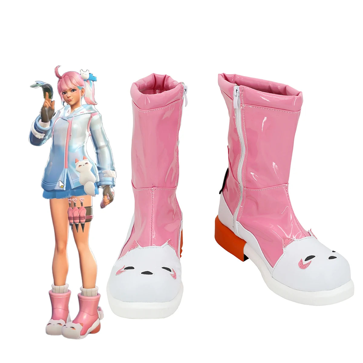 Overwatch Kiriko Dance of Rain Cosplay Shoes Pink Boots