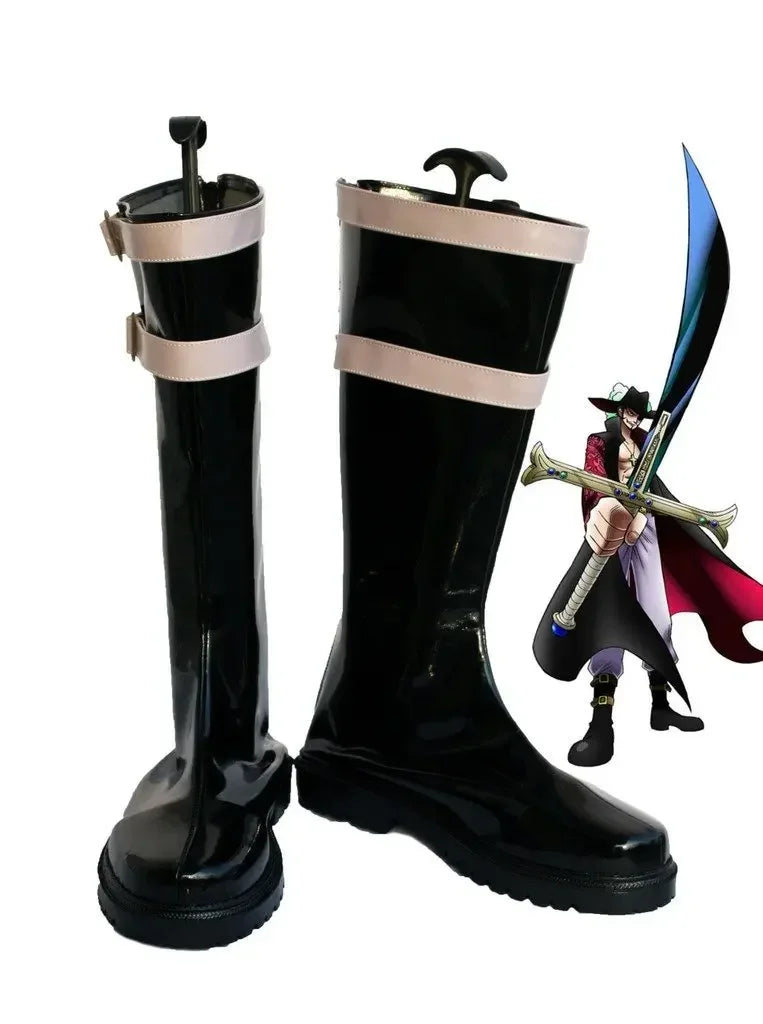 One Piece Dracule Mihawk Cosplay Shoes Black Boots