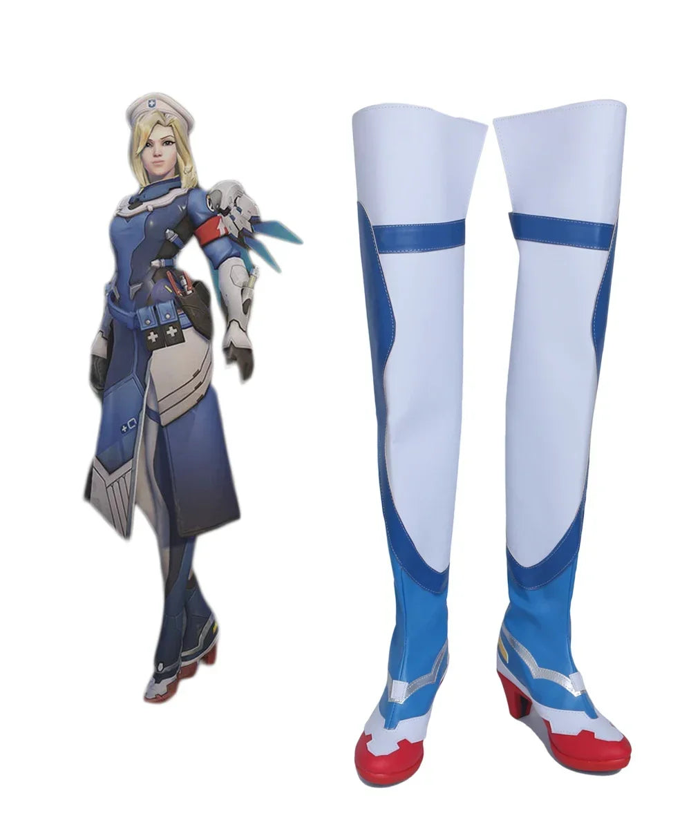 Overwatch Angela Ziegler Cosplay Boots White Shoes