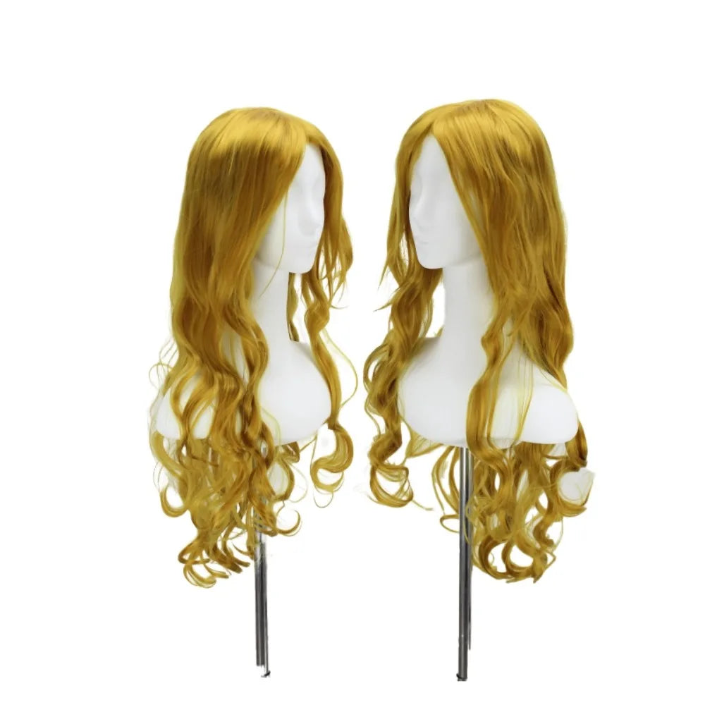 Perruque de cosplay Rose Otoribashi de Bleach, cheveux longs, ondulés et bouclés blonds 