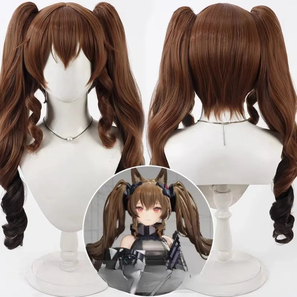 Arknights Endfield Gerpetta Cosplay Wig Split Ponytail Brown Hair