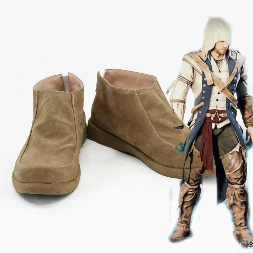 Assassin's Creed Connor Kenway Cosplay Boots Borwn Shoes Custom Made