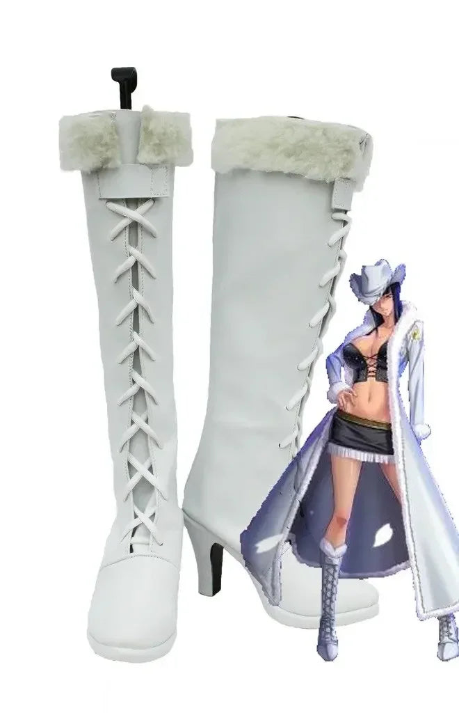 One Piece Nico Robin Cosplay Shoes White Boots