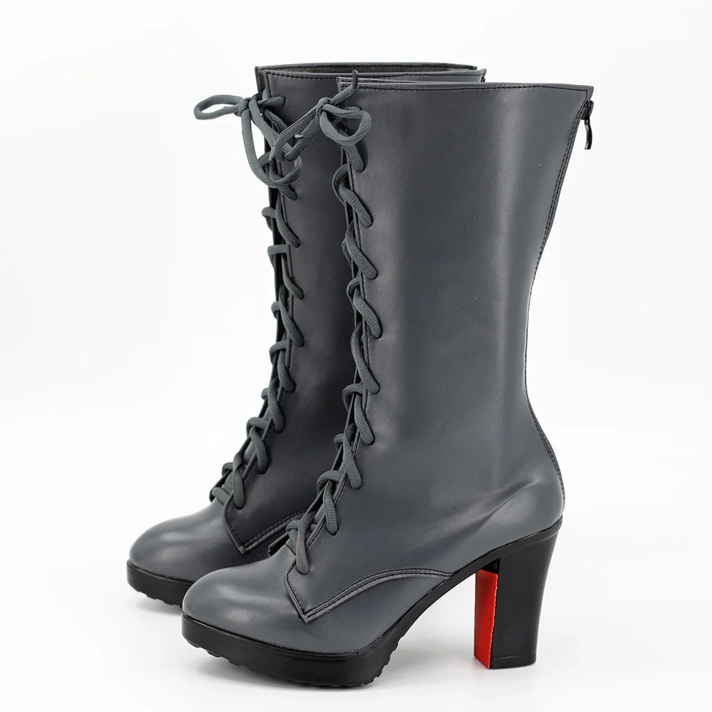Fate FGO 10th Baobhan Sith Cosplay Shoes Grey Boots Custom Made Any Size