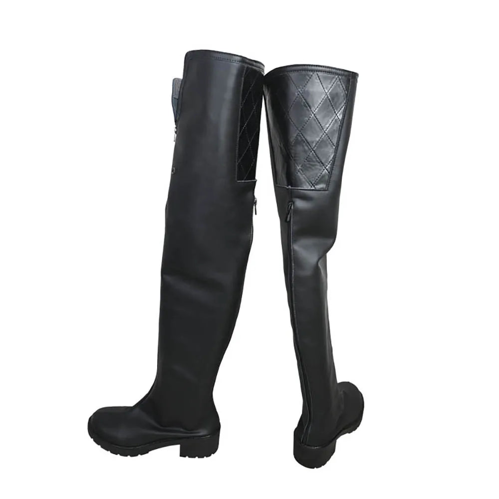 Bottes en cuir noir pour cosplay de Rover (Whuring Waves), fabriquées sur mesure à toutes les pointures.