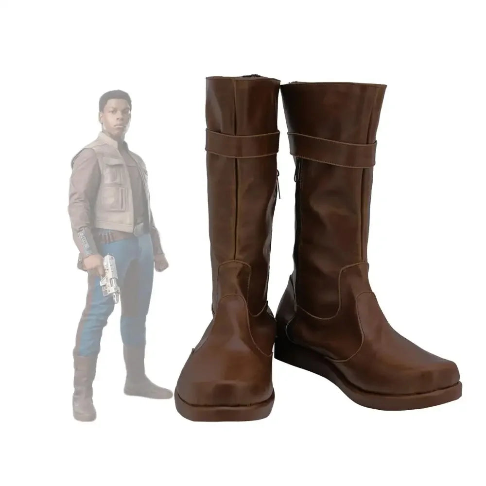 Star Wars The Rise of Skywalker Finn Cosplay Boots Brown Shoes