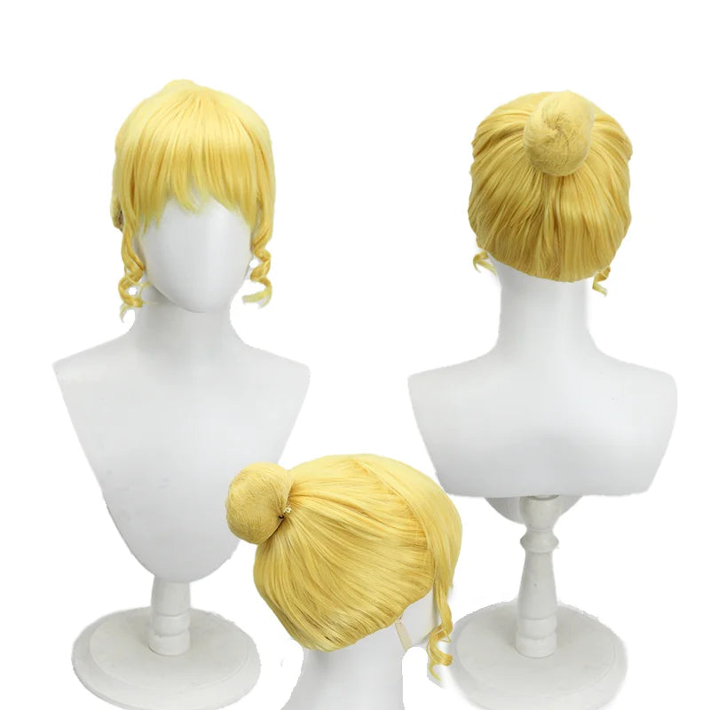 Perruque de cosplay Cendrillon, cheveux blonds bouclés 