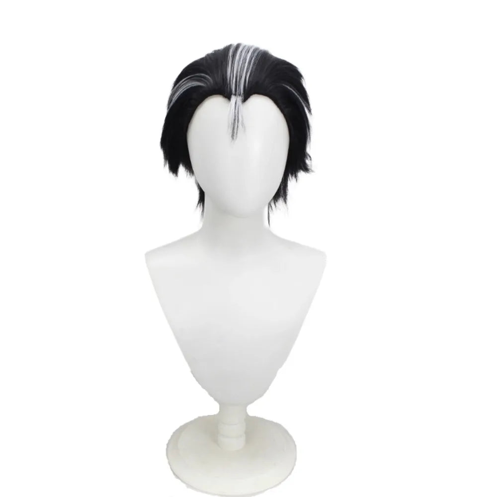 Final Fantasy X Auron Cosplay Wig Black White Spiky Hair