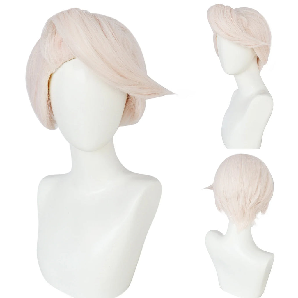 Perruque de cosplay Tom Trench de Hazbin Hotel, rose clair, courte et hérissée, cheveux synthétiques 