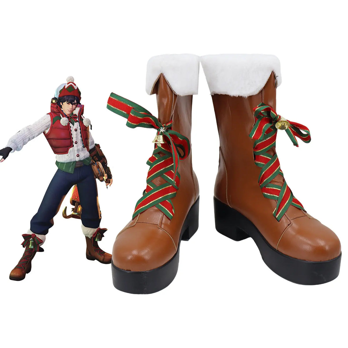 Overwatch Wuyang Cosplay Boots Custom Made Brown Shoes