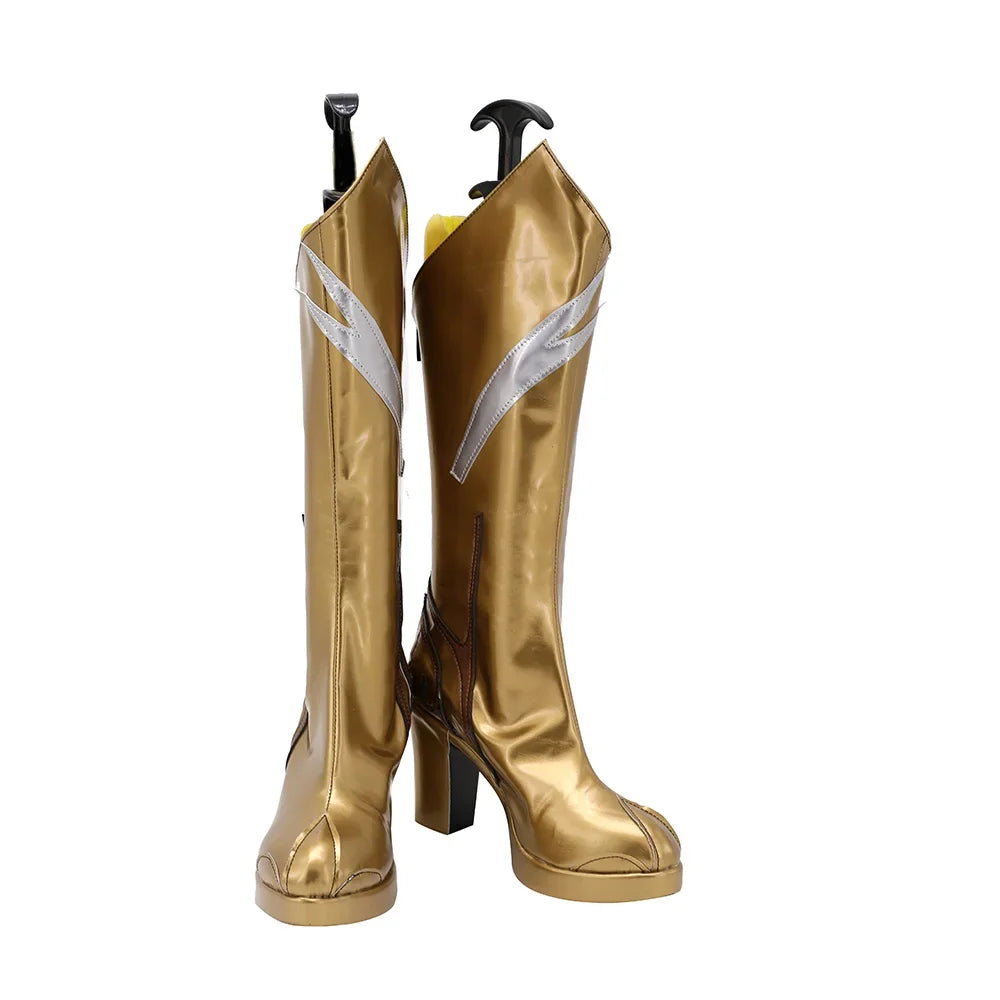 LOL Riven Prestige Valiant Sword Cosplay Shoes High Heel Gold Shoes