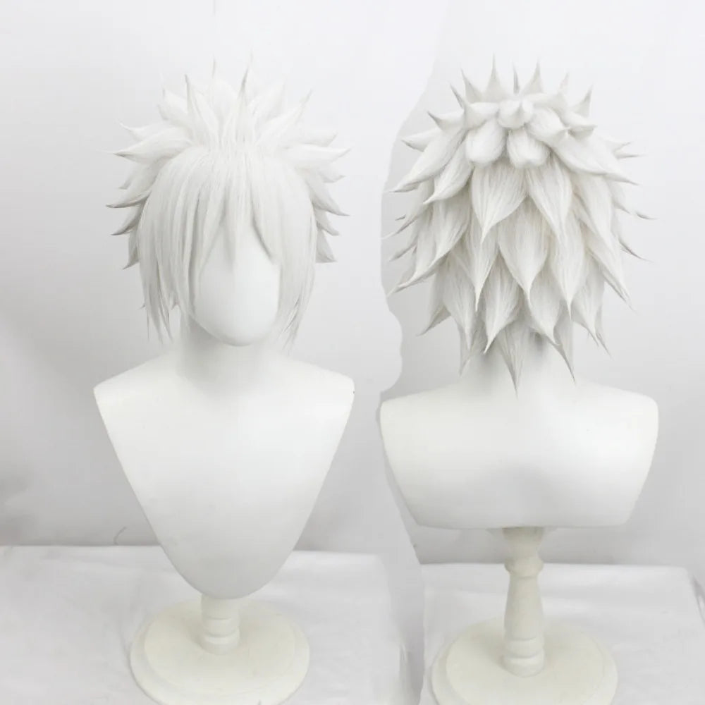Perruque Naruto Tobirama Senju gris argenté tressée en épis pour cosplay et costume d'anime 