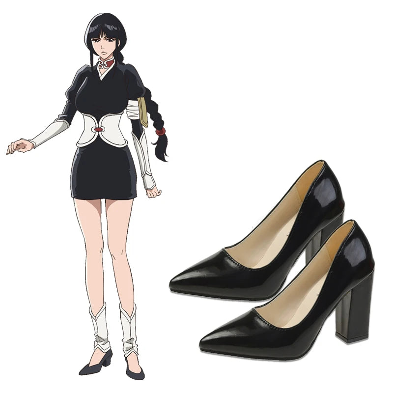 Ensemble complet de cosplay de Nemu Kurotsuchi (Bleach TYBW) : kimono de la Guerre Sanglante de Mille Ans, perruque, chaussures et brassard de vice-capitaine. 