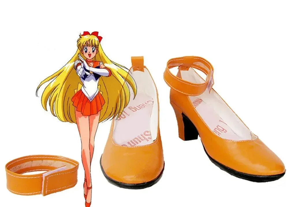 Sailor Venus Cosplay Boots - Sailor Moon Minako Aino Orange Boots Custom Made | MiDicosplay