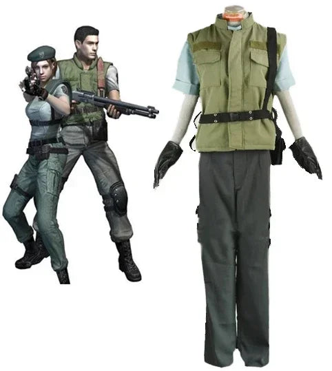Resident Evil Chris Redfield S.T.A.R.S. Uniform Cosplay Costume Full Set Custom Made