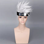 Naruto Hatake Kakashi Cosplay Wig Spiky Updo Silver Hair with Headband