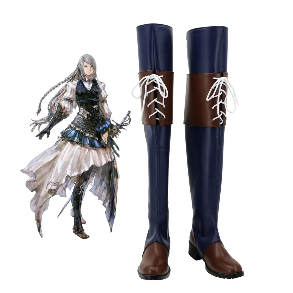 Final Fantasy 16 Jill Warrick Cosplay Boots Black Long Shoes