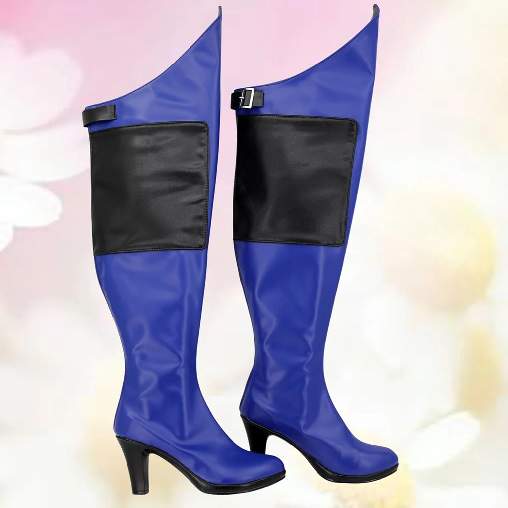 Mortal Kombat Kitana Cosplay Shoes Over Knee High Heel Blue Boots