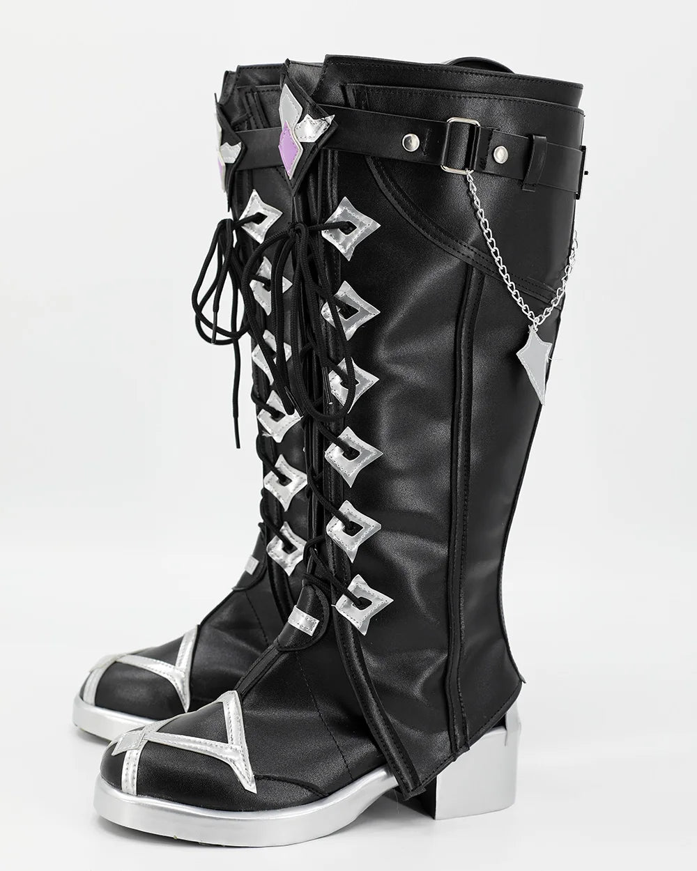 Bottes de cosplay Genshin Impact Flins, chaussures en cuir noir, fabriquées sur mesure, toutes tailles