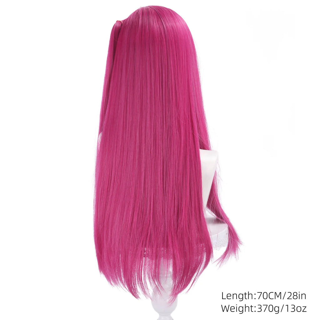 KPOP Demon Hunters Girl Group Ramie Cosplay Wig 70cm Pink Hair for Kids