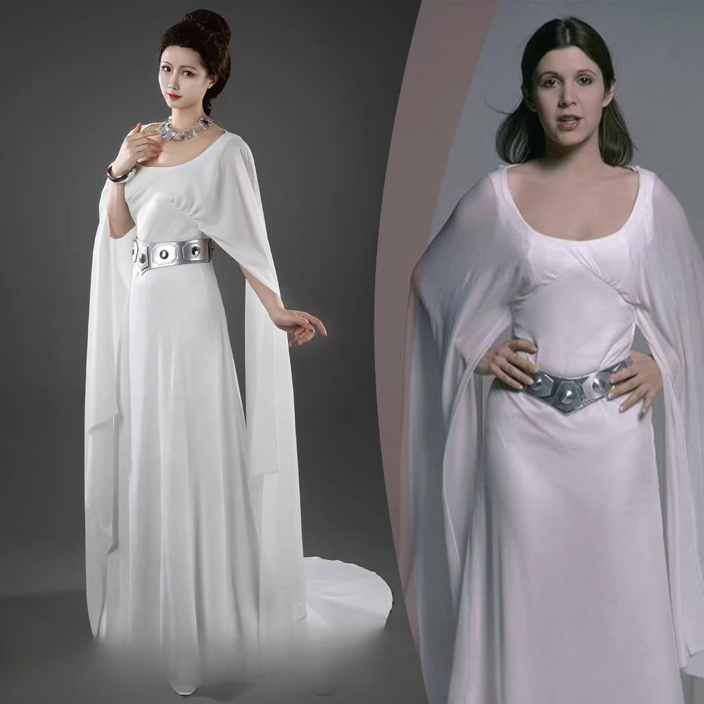 Star Wars A New Hope Princess Leia Cosplay Costume White Dress