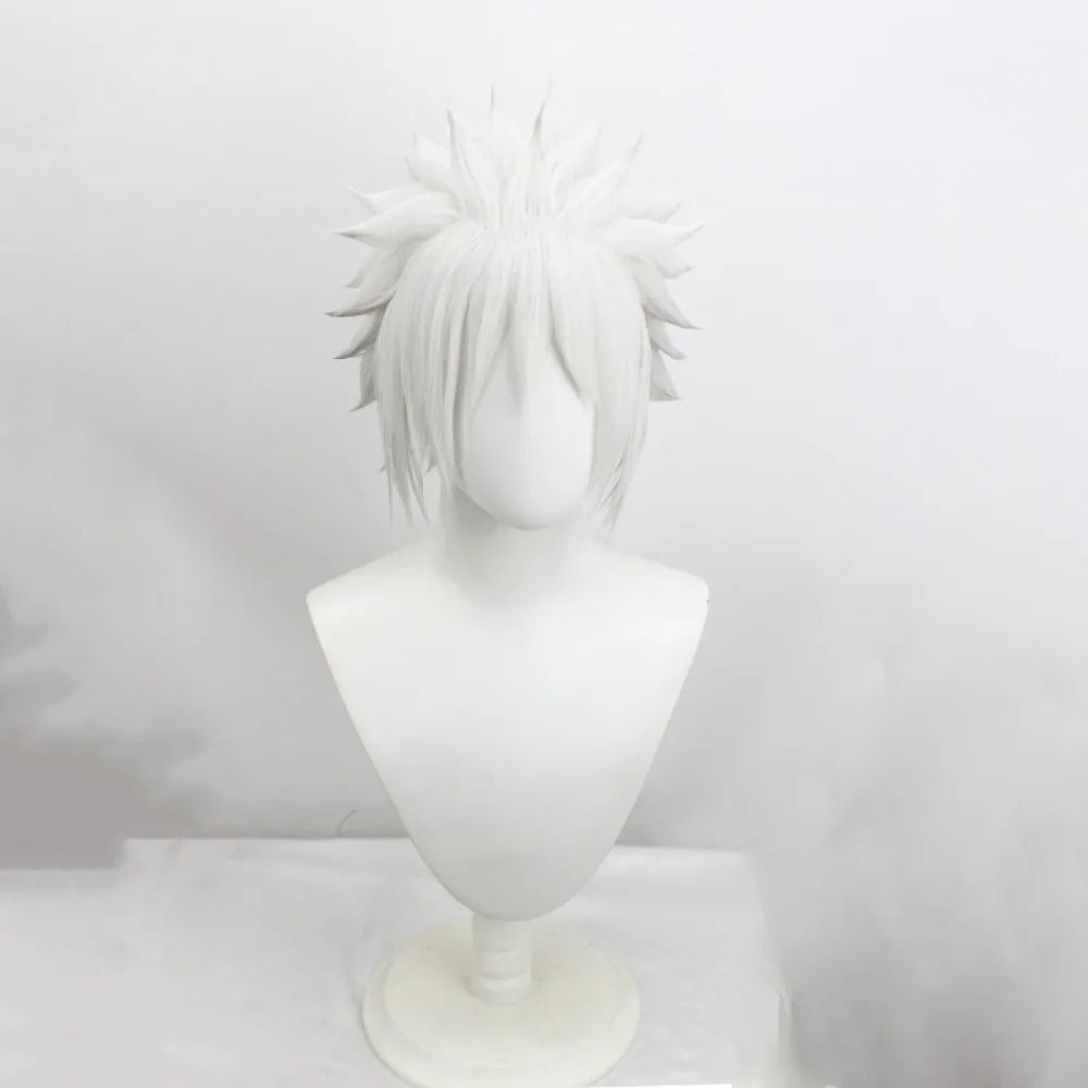 Perruque Naruto Tobirama Senju gris argenté tressée en épis pour cosplay et costume d'anime 