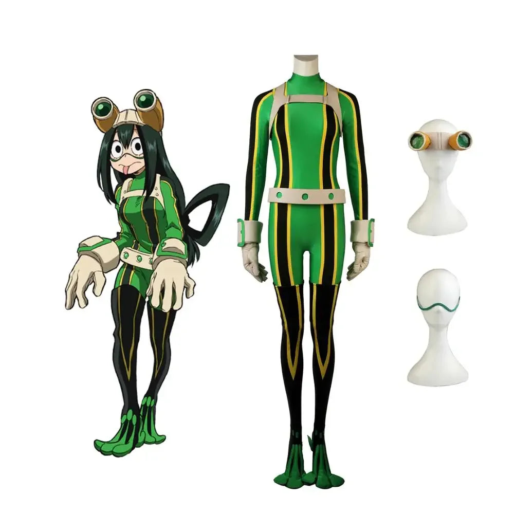 My Hero Academia Tsuyu Asui Hero Cosplay Costume Bodysuit Full Set