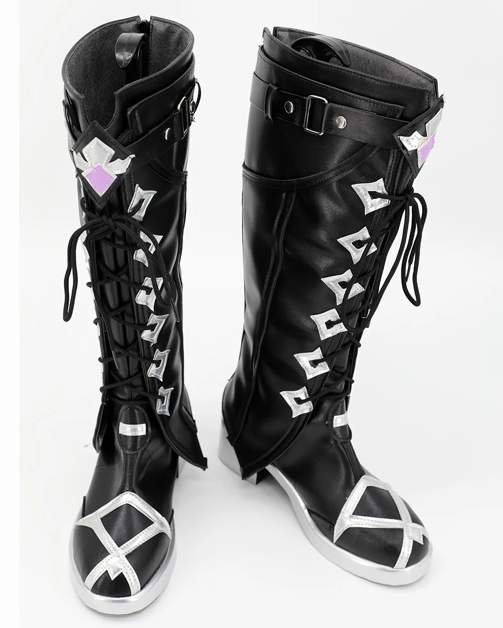Bottes de cosplay Genshin Impact Flins, chaussures en cuir noir, fabriquées sur mesure, toutes tailles