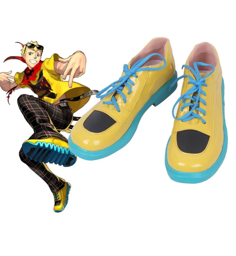 Persona5 Ryuji Sakamoto Cosplay Shoes Yellow Boots Custom Made