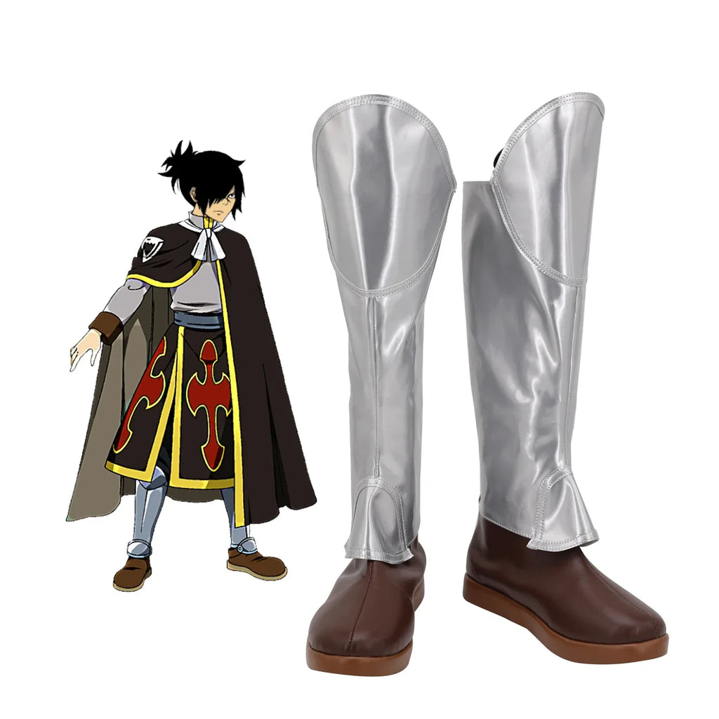 Fairy Tail Rogue Cheney The Shadow Dragon Cosplay Boots Silver Shoes