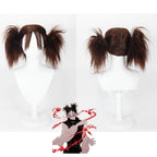 Perruque cosplay Jujutsu Kaisen Choso Oni-chan, châtain foncé, couettes doubles, cheveux synthétiques résistants à la chaleur 