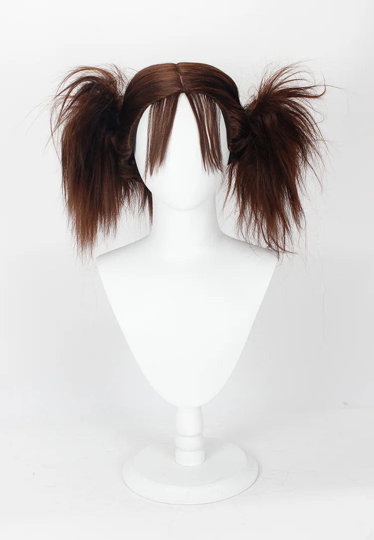 Perruque cosplay Jujutsu Kaisen Choso Oni-chan, châtain foncé, couettes doubles, cheveux synthétiques résistants à la chaleur 