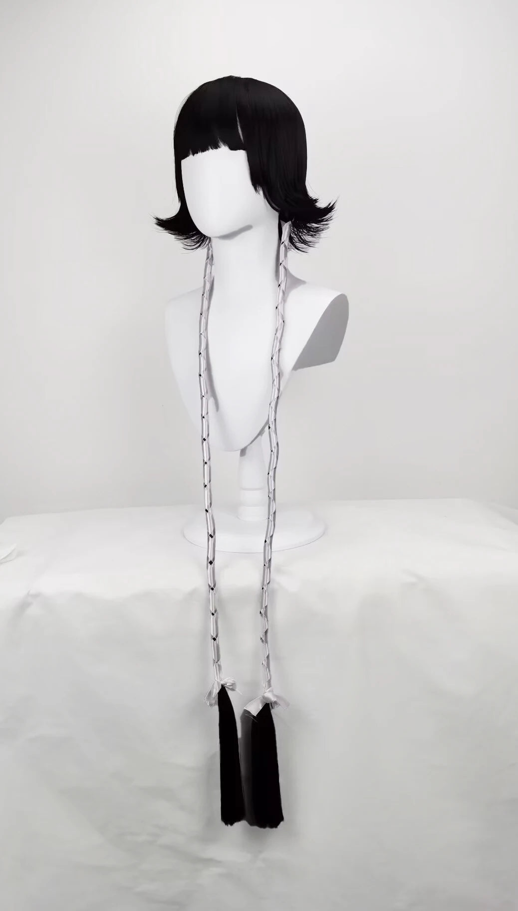 Perruque cosplay Bleach Soi Fon, couettes noires, accessoire pour costume d'anime 