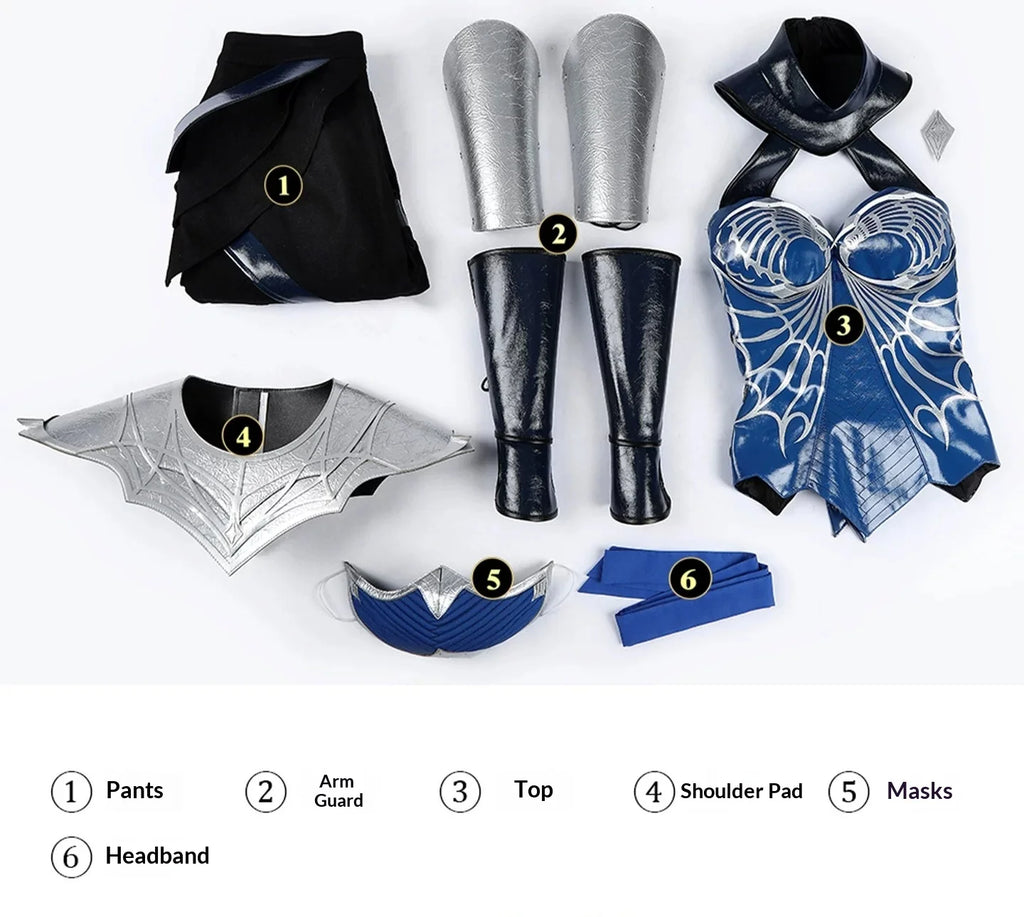 Mortal Kombat 2 Kitana Cosplay Costume Deluxe Full Set