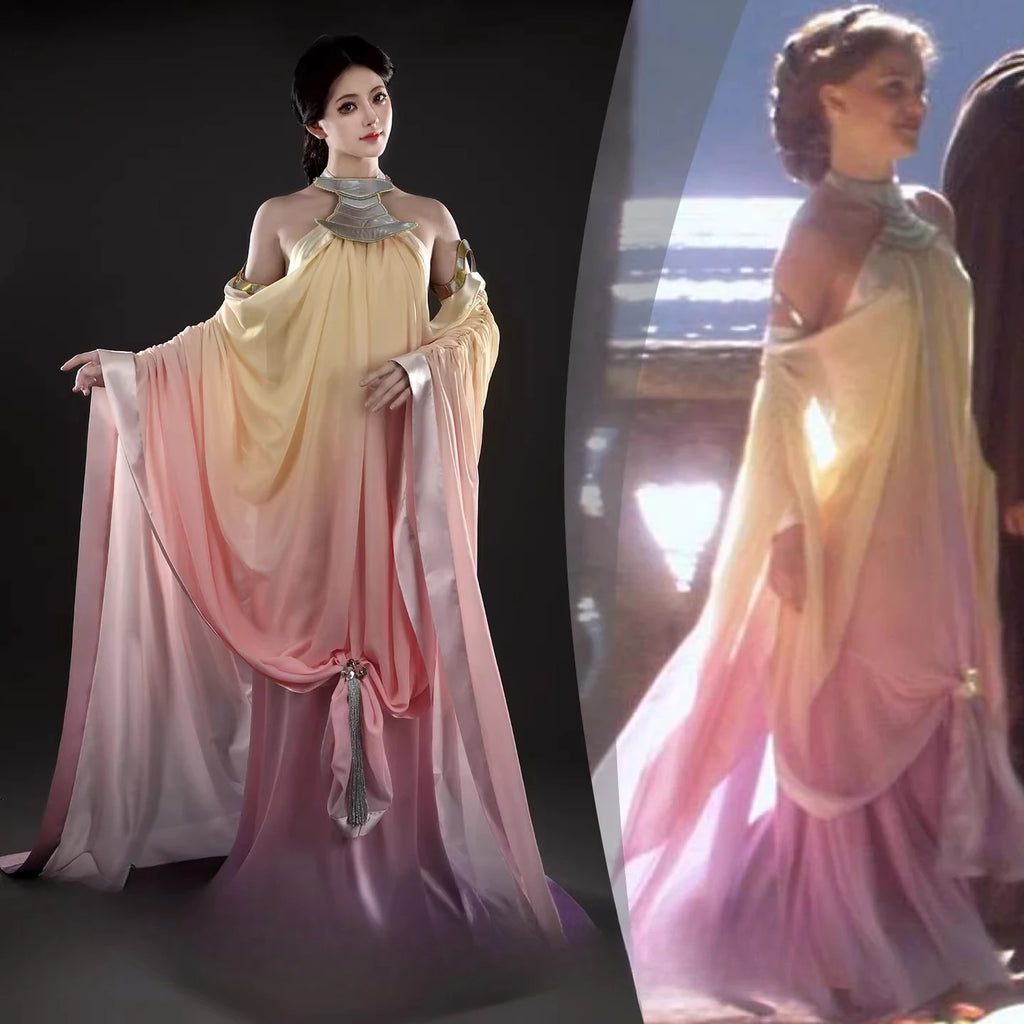 Star Wars Attack of the Clones Padme Amidala Cosplay Costume Queen Dress