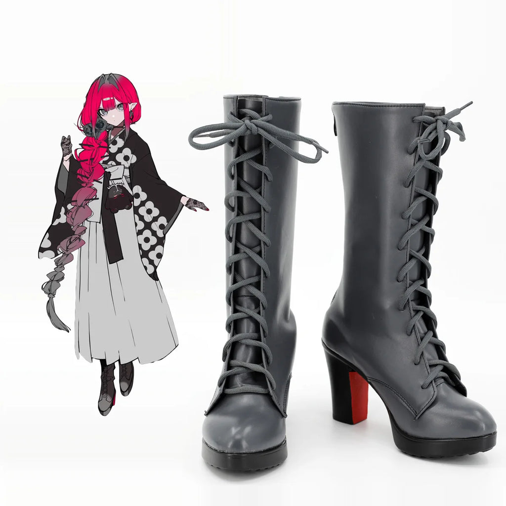 Fate FGO 10th Baobhan Sith Cosplay Shoes Grey Boots Custom Made Any Size