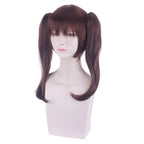 Perruque de cosplay Diane des Sept Péchés Capitaux avec double couettes à clips, cheveux longs bruns