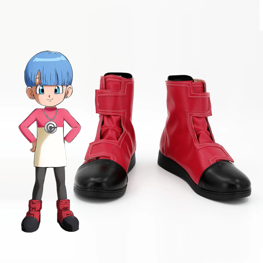 Dragon Ball Bulma Cosplay Shoes Red Boots Custom Made Any Size