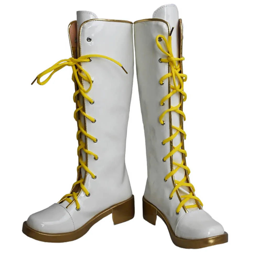 Bottes blanches personnalisées pour cosplay de Rumi, la chasseuse de démons K-pop 
