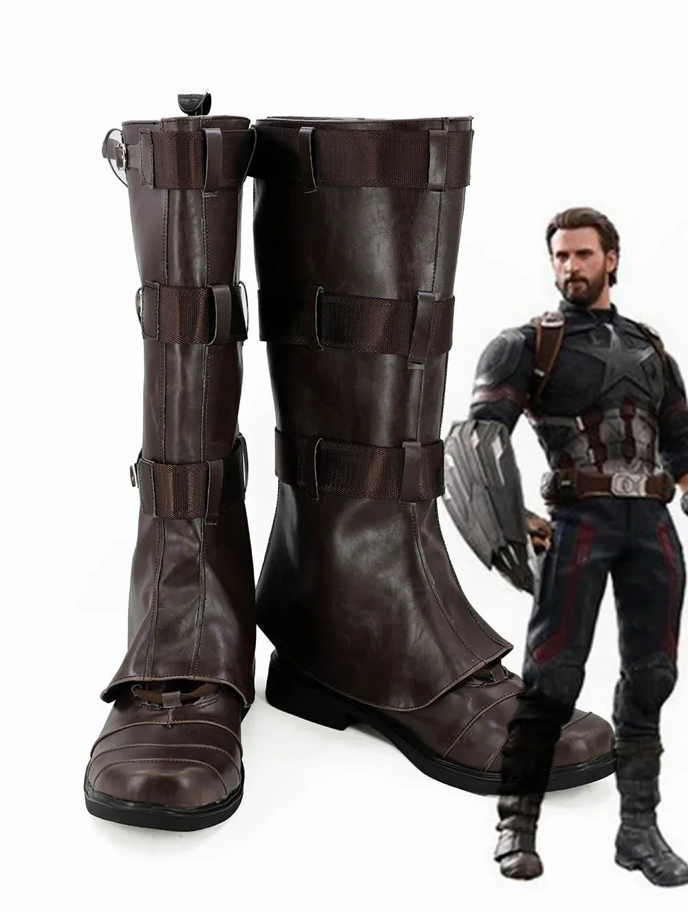 Avengers Infinity War Captain America Cosplay Boots Brown Shoes Custom Made