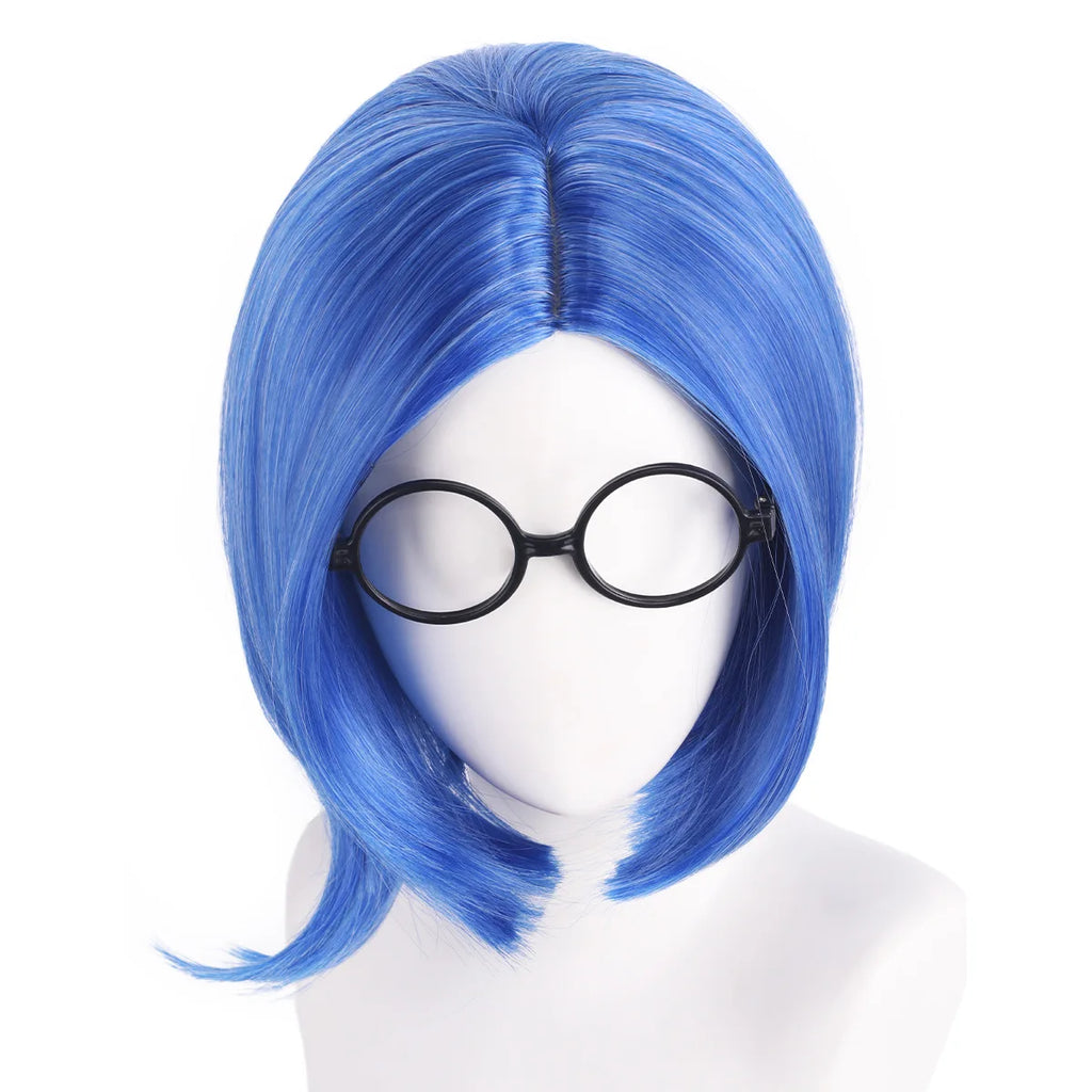 Inside Out Sadness Cosplay Wig Short Teal Blue Hair