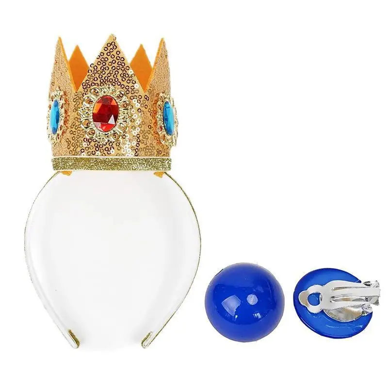 The Super Mario Bros Princess Peach Cosplay Wig Layered Wavy Long Hair with Crown