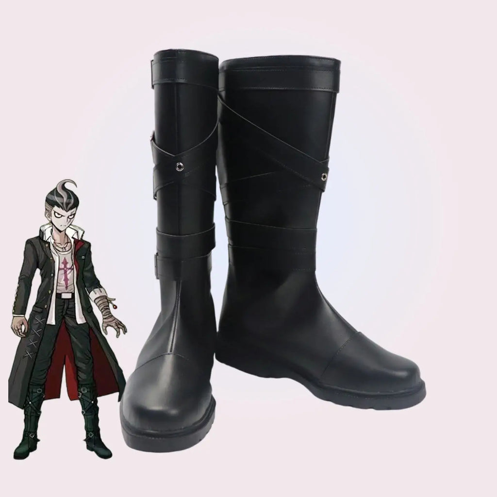Danganronpa Gundam Tanaka Cosplay Shoes Black Boots
